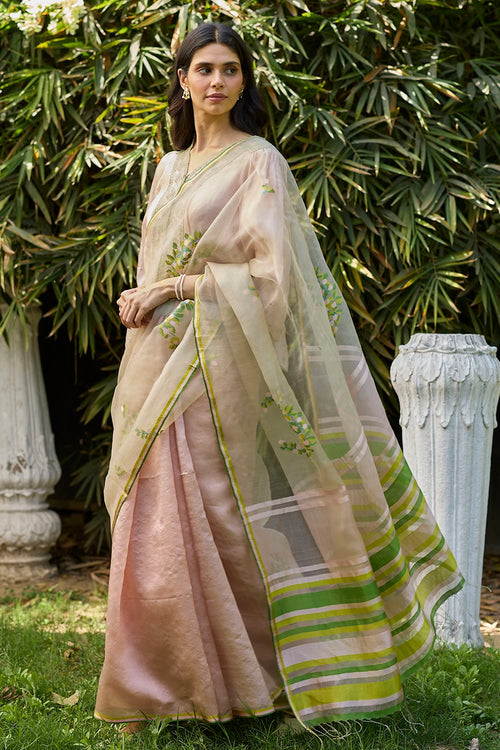 Blush & Berry Pink Jamdani Saree With Blouse