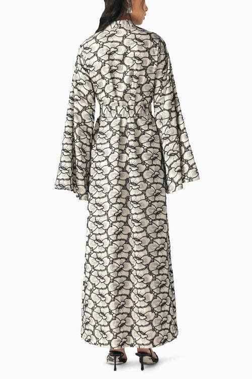 Aria Black-Cream Schiffli Dress
