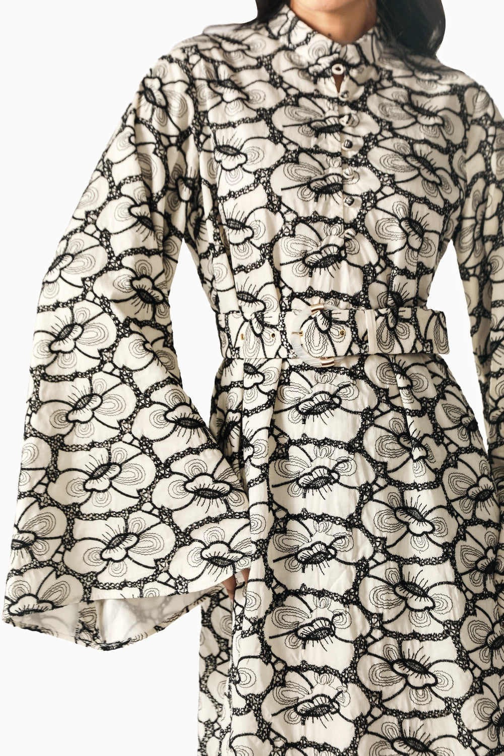 Aria Black-Cream Schiffli Dress