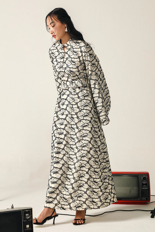 Aria Black-Cream Schiffli Dress