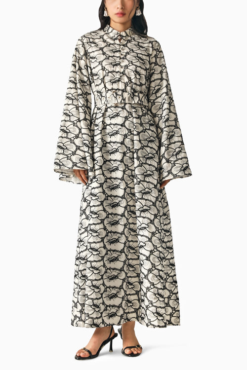 Aria Black-Cream Schiffli Dress