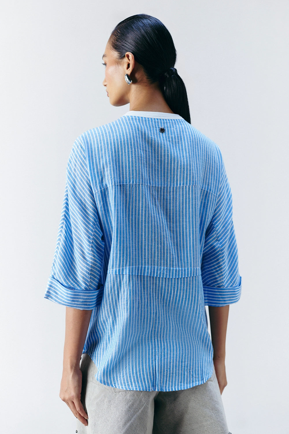 White Stripe Sunray Studded Top
