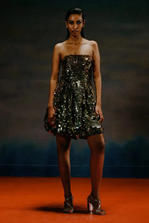 Gold Sequinned Ballon Dress