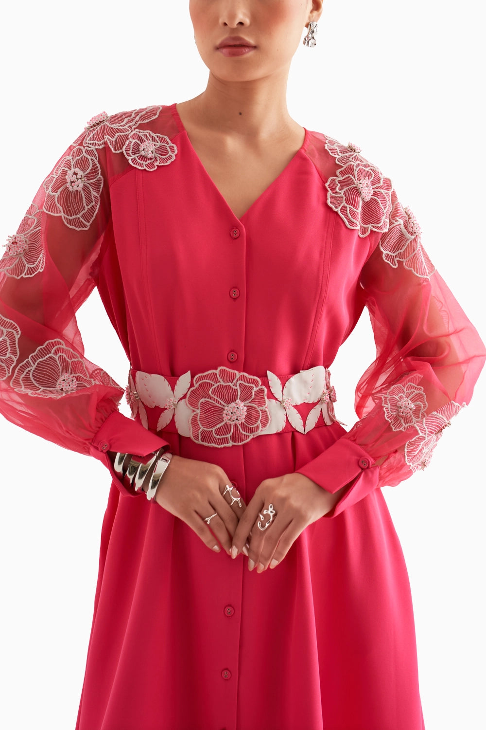 Cinley Belted Fuschia Dress