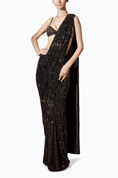 Hieroglyphic Whimsy-B Saree Set