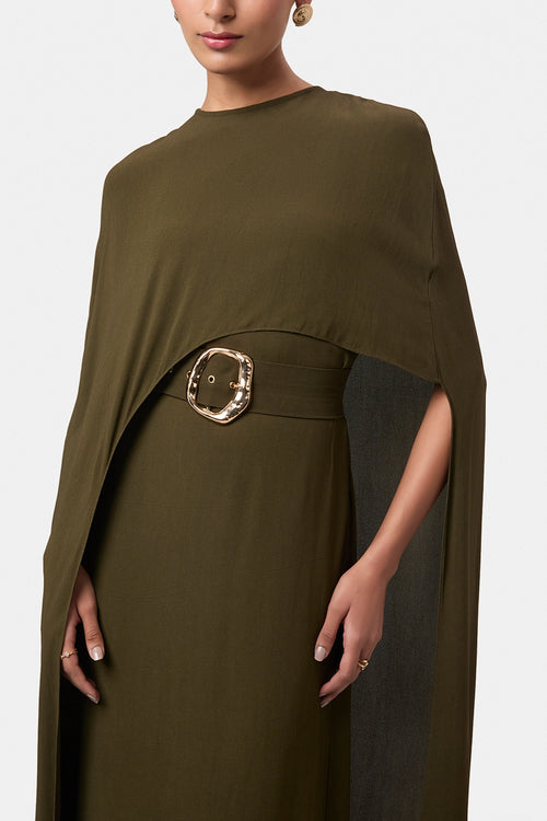 Olive Alaia Draped Overlay Gown