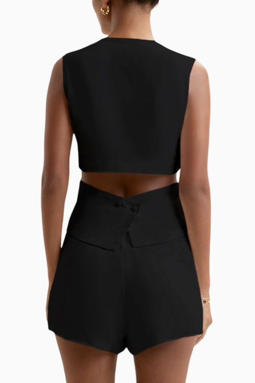 Black Kyoto Cut Out Waistcoat