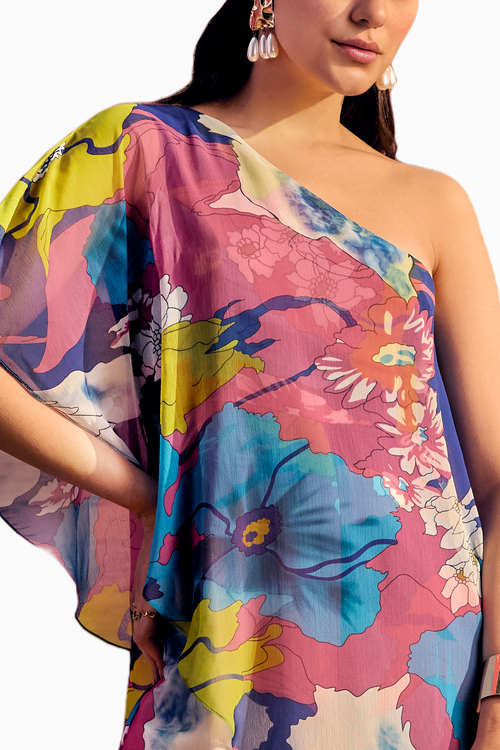 One Shoulder Printed Jumpsuit