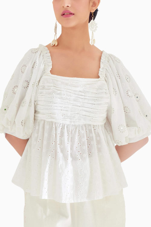Ivory Bubble Sleeve Top