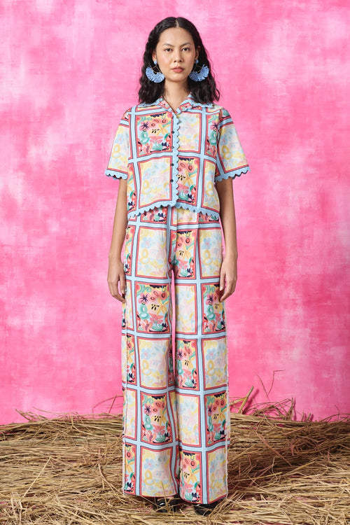 Posette Cropped Shirt And Trousers Set