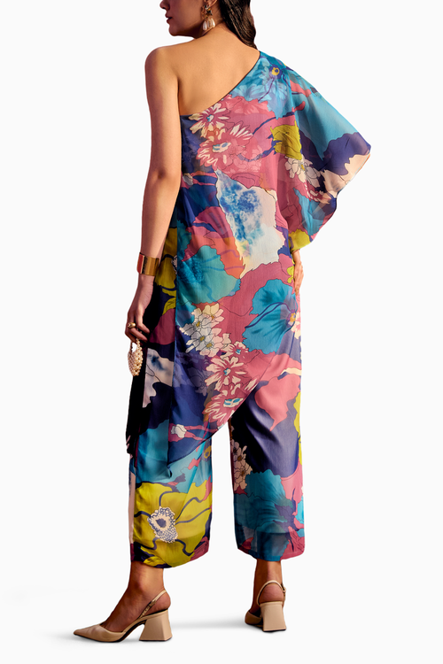 One Shoulder Printed Jumpsuit