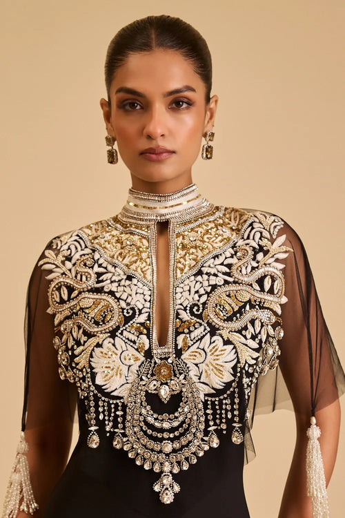Miraas Necklace Cape Gown