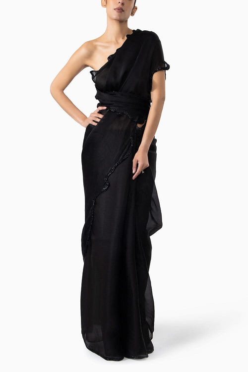 Black Thousand Crescents Saree
