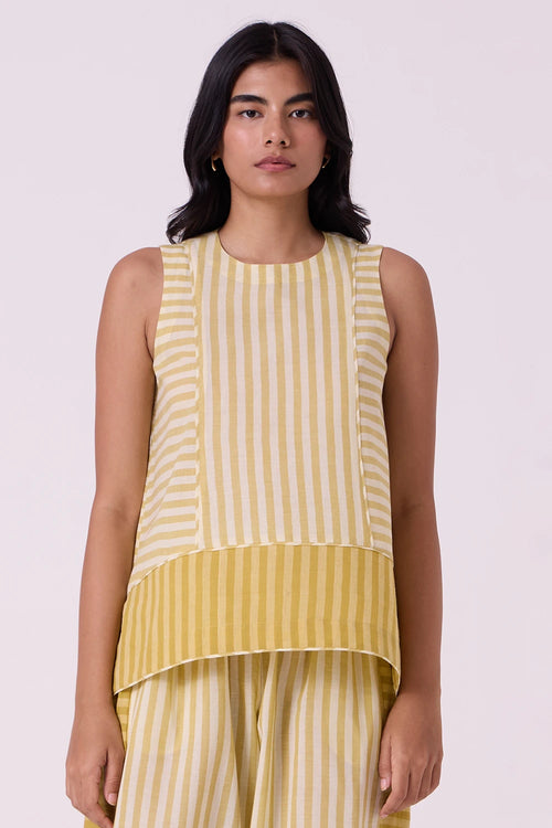 Asahi Yellow Striped Handwoven Tent Top