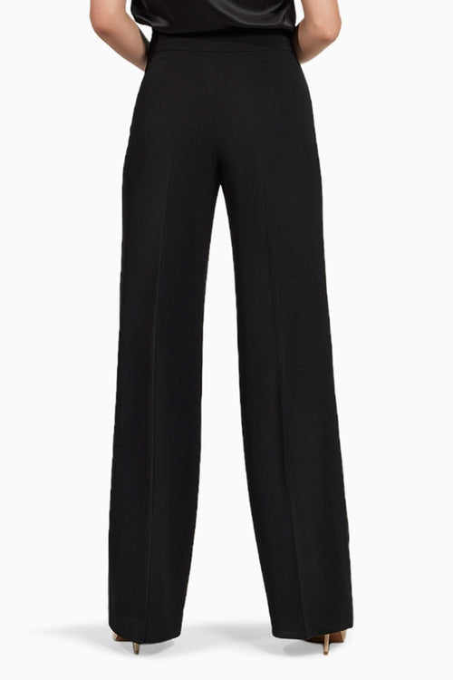 Black Stretch Suiting Wide-Leg Trousers