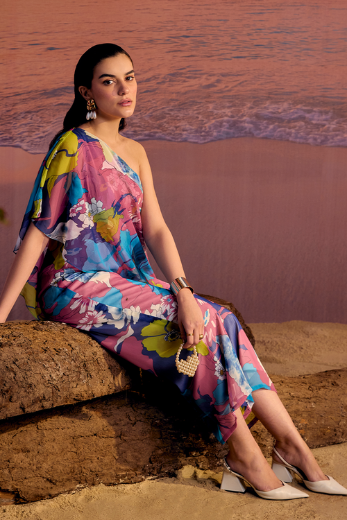 One Shoulder Printed Jumpsuit