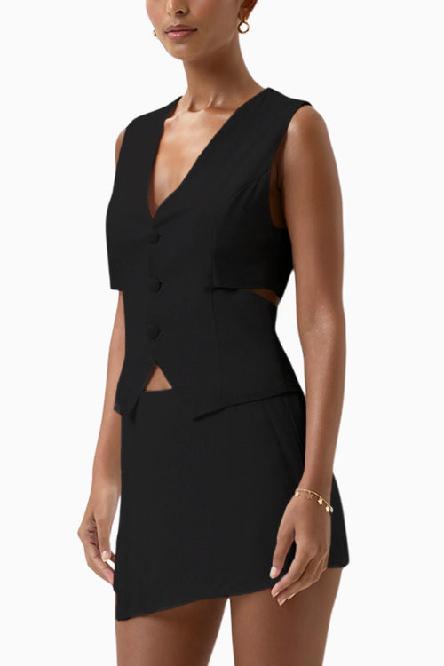 Black Kyoto Cut Out Waistcoat