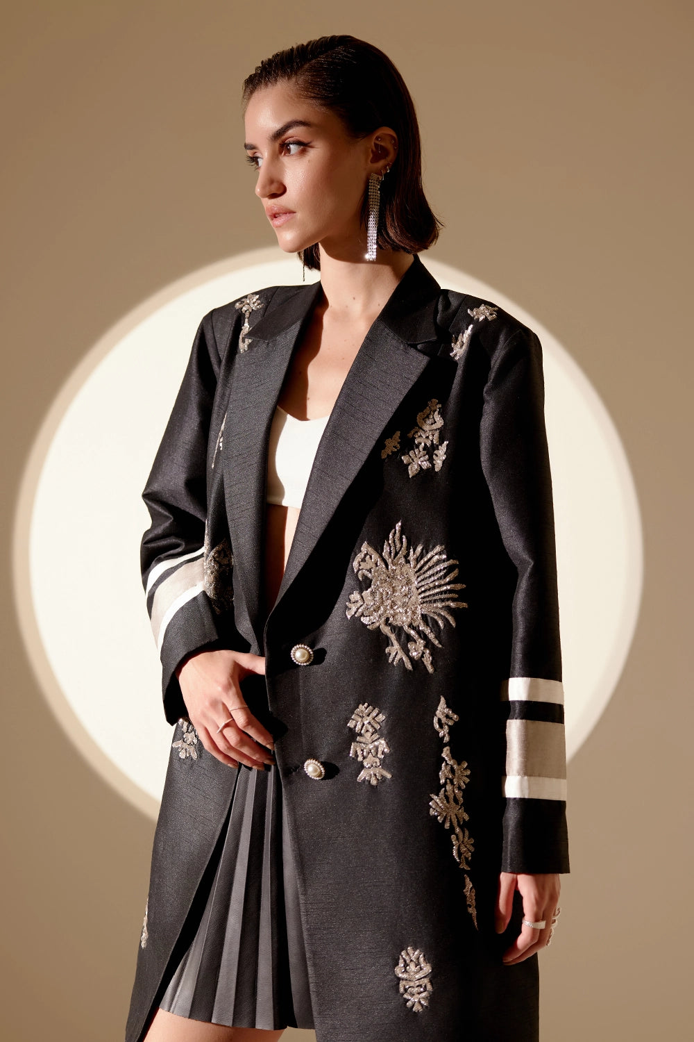 Black Luna Embroidered Blazer