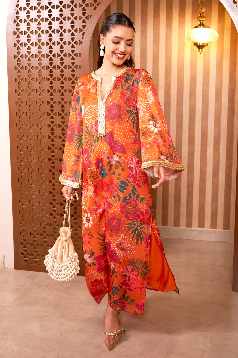 Naina Orange Kaftan