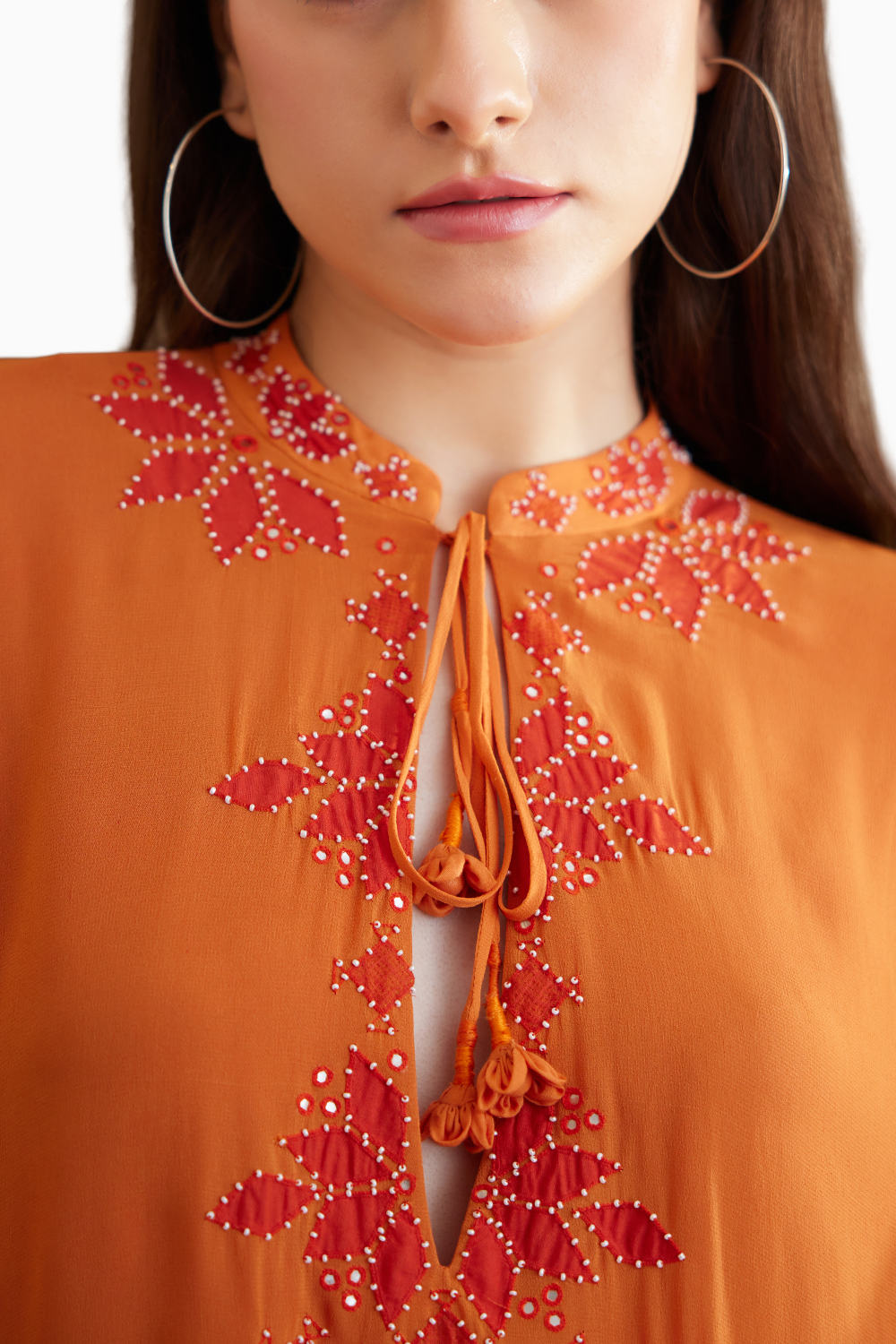 Saffron Applique Embroidered Kaftan Dress