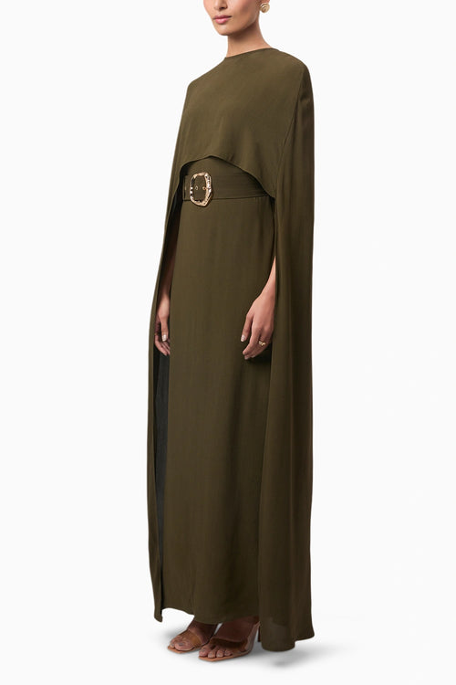 Olive Alaia Draped Overlay Gown