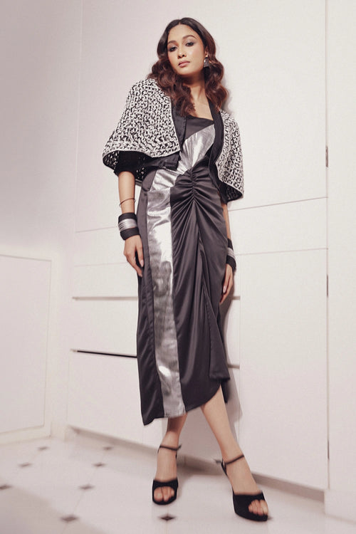 Paris Cape Jacket With Rouched Dress