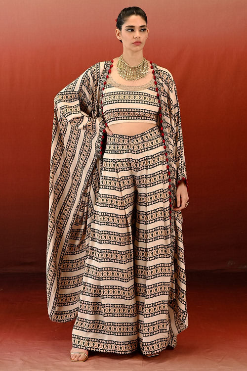 Paisley Embrodiered Noor Cape Set