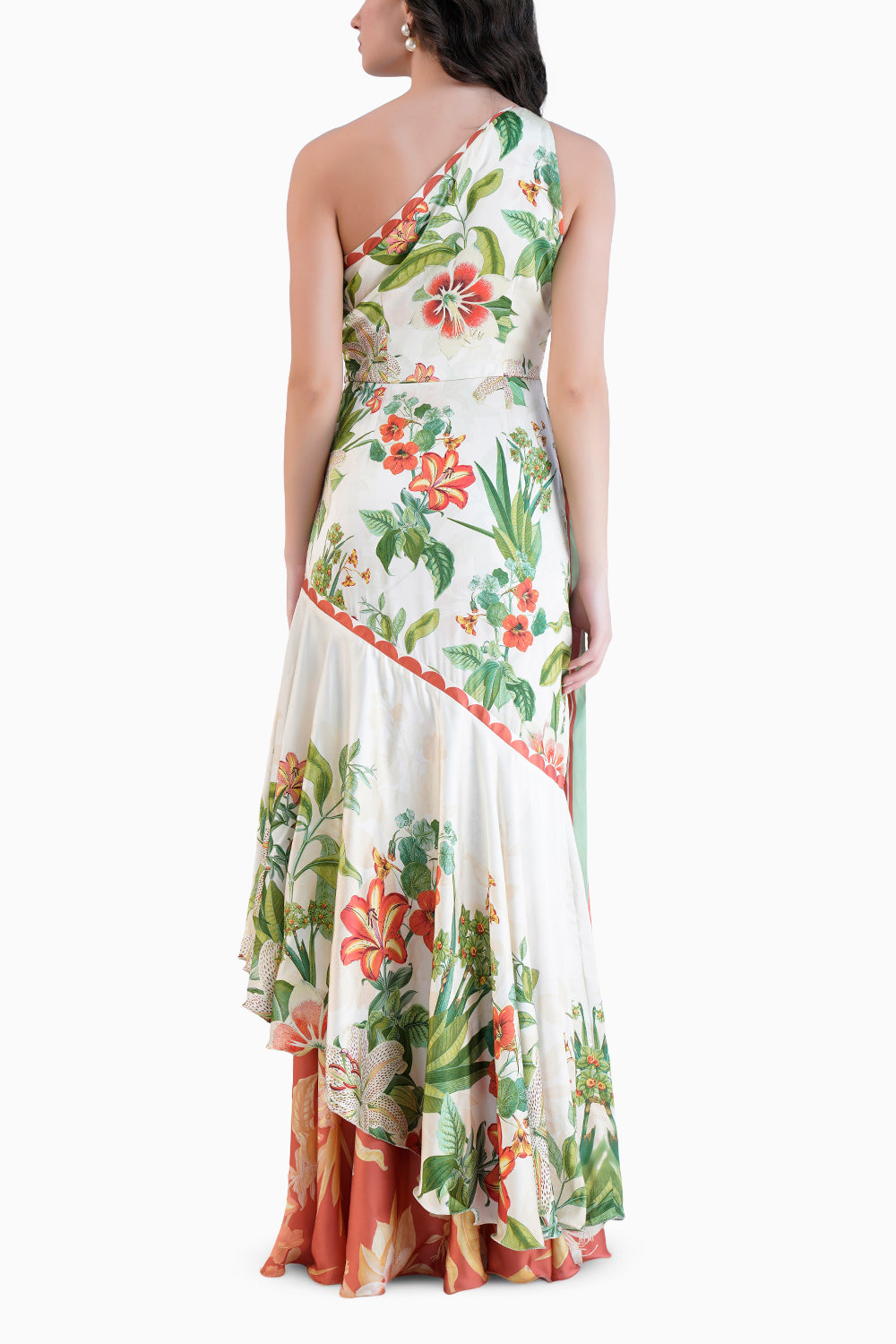 Exotic Lily Printed One Shoulder Tiered Dress