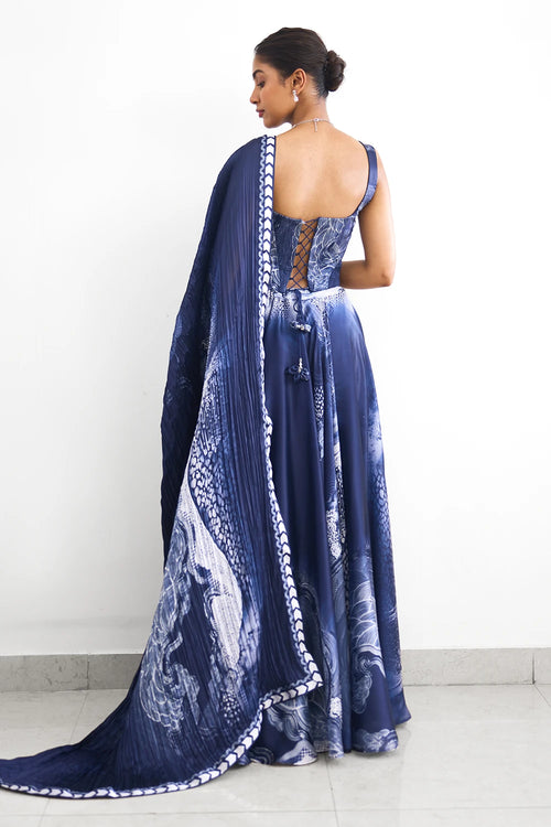 Swirl Lehenga Set with Corset Blouse And Dupatta