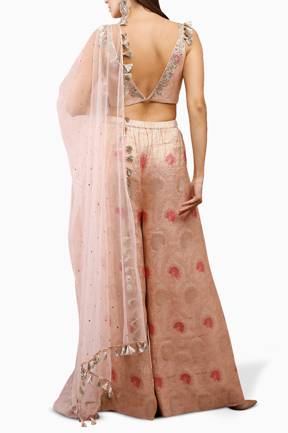 Rose Pink Embroidered Choli and Palazzo Set