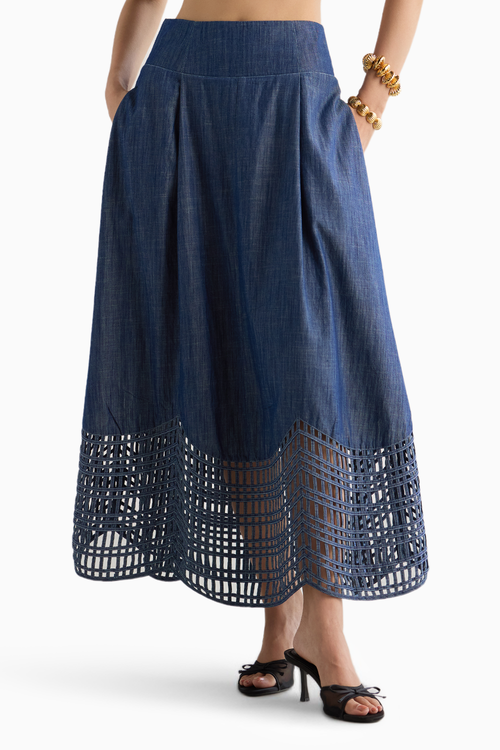 Denim Sunray Skirt