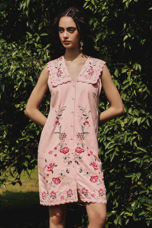 Roseate Cross Stich Embroidered Dress