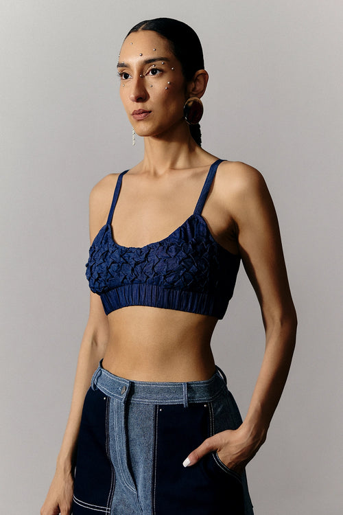 Denim Smocking Bralette