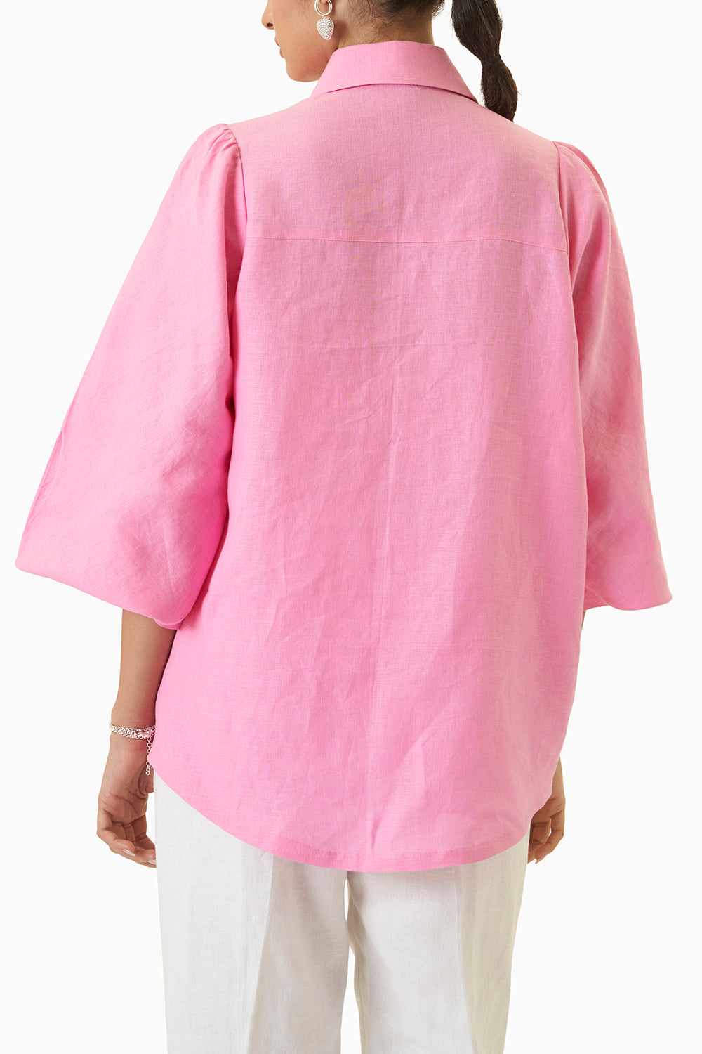 Pink Rose Embroidered Shirt