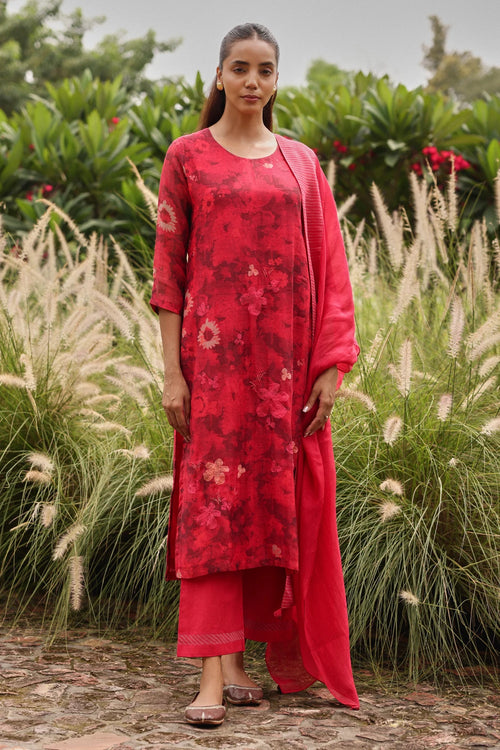 Rosewood Bloom Embroidered Kurta Set