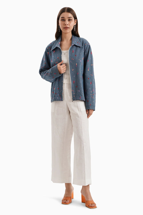 Embroidered Denim Shacket