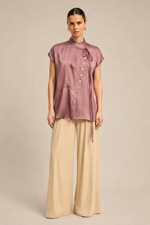 Brick Red Crew Neck Blouse