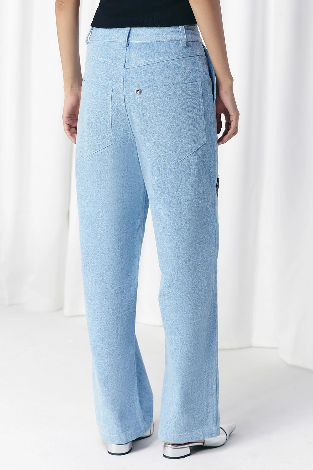 Blue Washed Denim Embellished Jeans