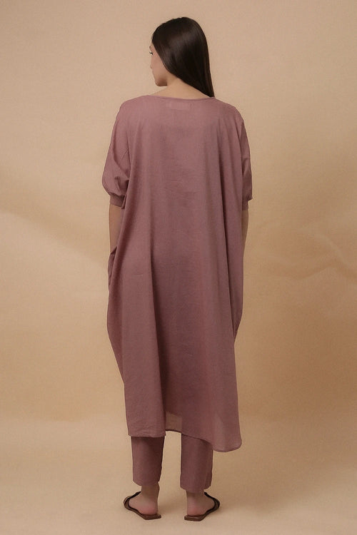 Blush Rib Mul Cowl Tunic Co-ord Set
