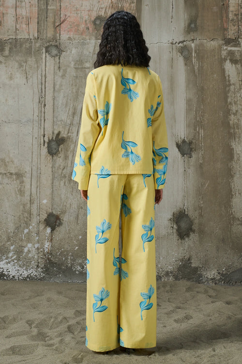 Sunlit Bloom Tie Up Top WIth Trousers