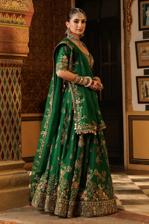 Ahista Green Mayur Applique Lehenga Set