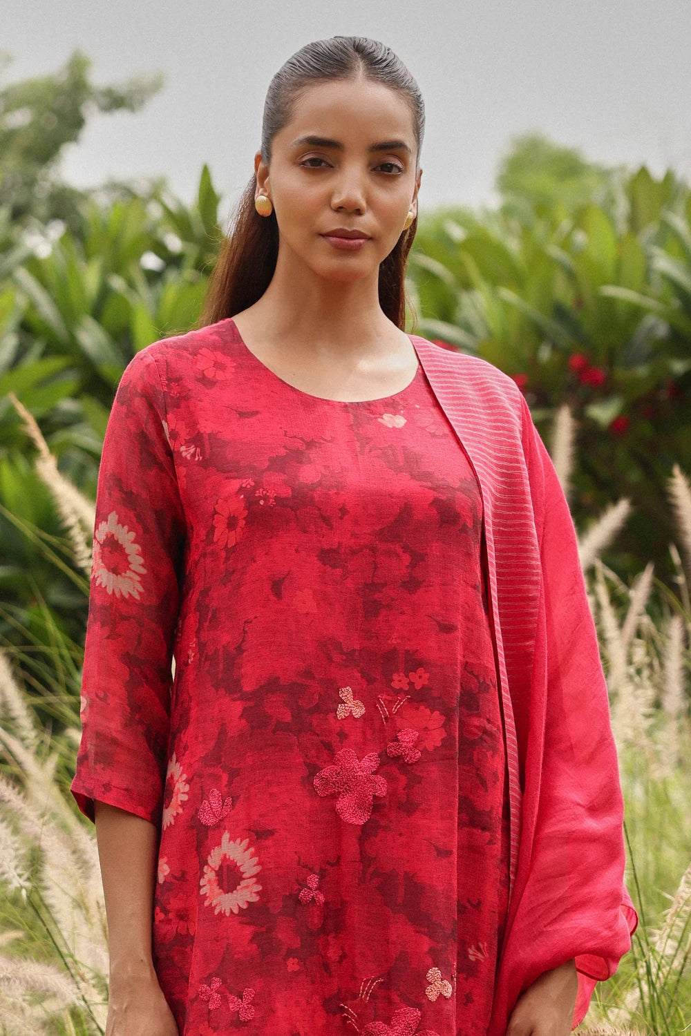 Rosewood Bloom Embroidered Kurta Set