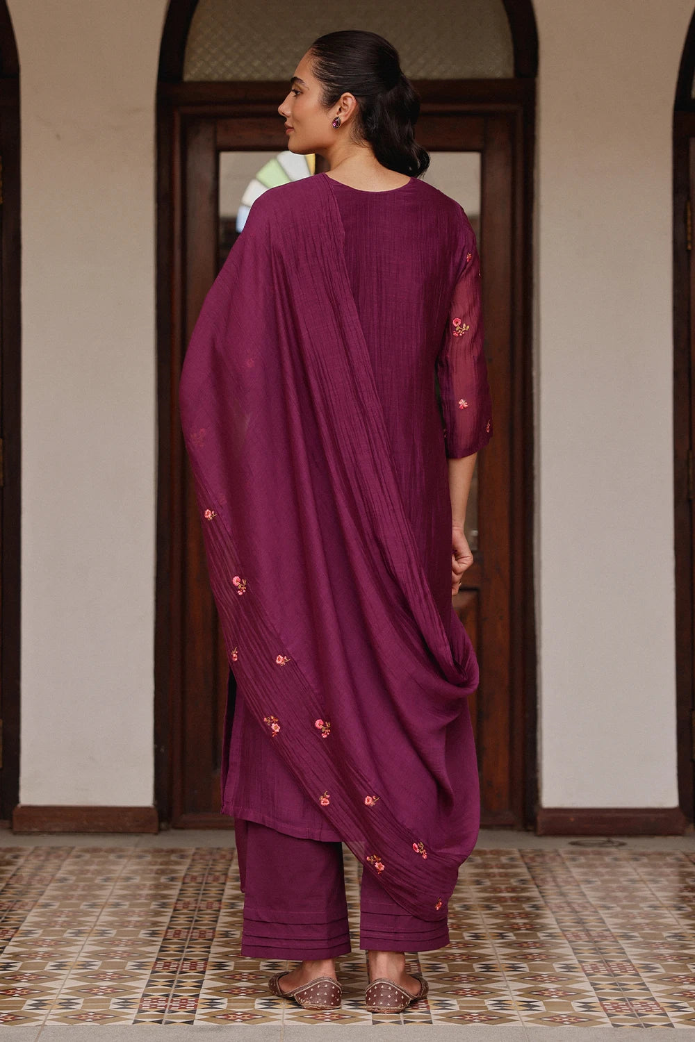 Amethyst Bloom Embroidered Kurta Set