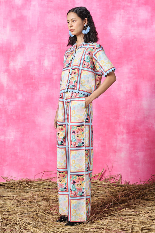 Posette Cropped Shirt And Trousers Set