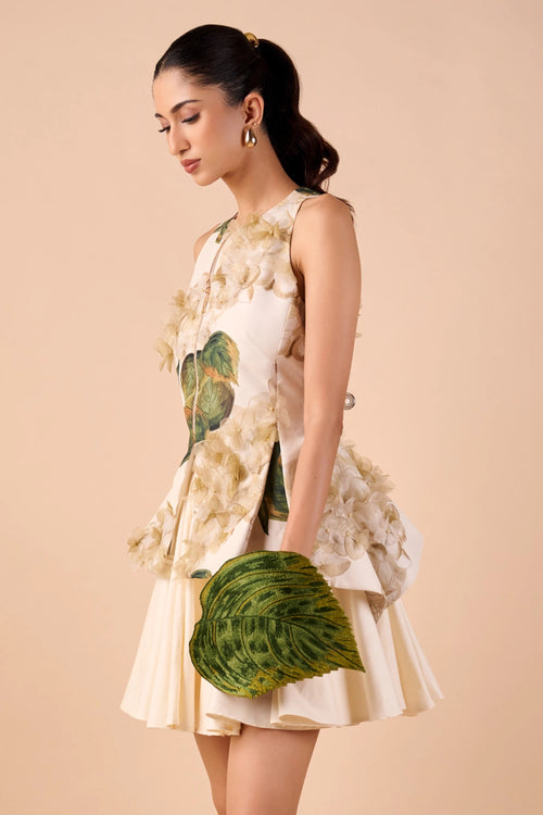 Light Hue Hydrangea Peplum Top with Circle Skirt