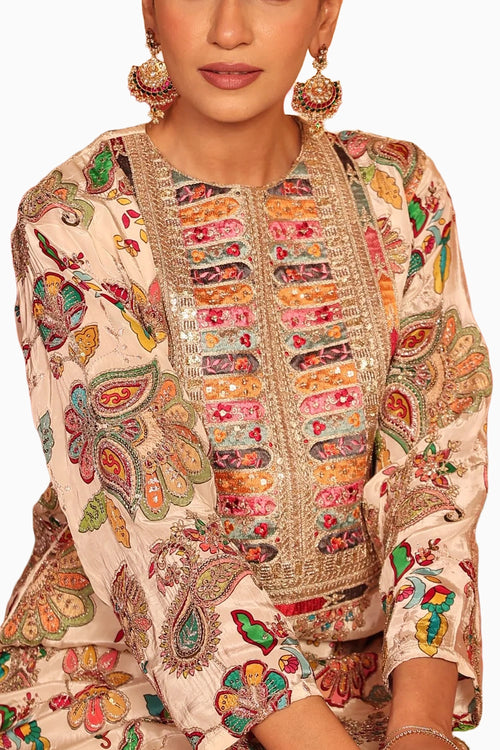 Ivory Elizey Paisley Embroidered Kaftan