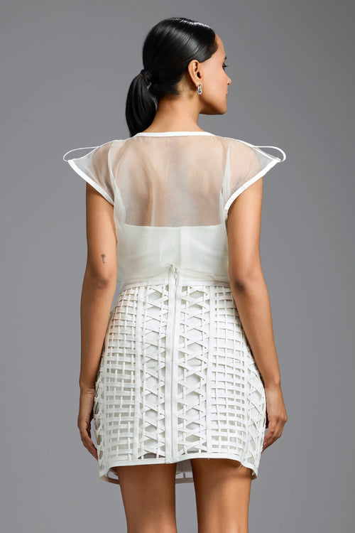 White Sheer Sculpted Organza Top