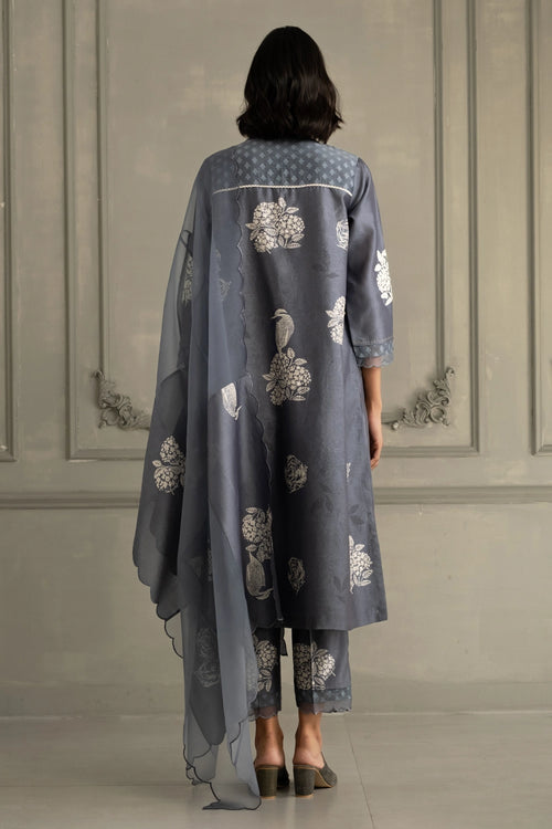 Stone Blue  Discharge Print Tunic Set