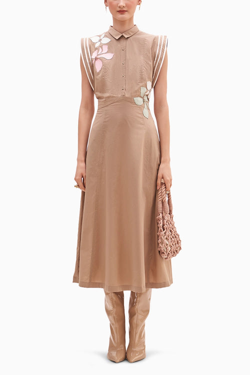 Khakhi Lea Midi Dress