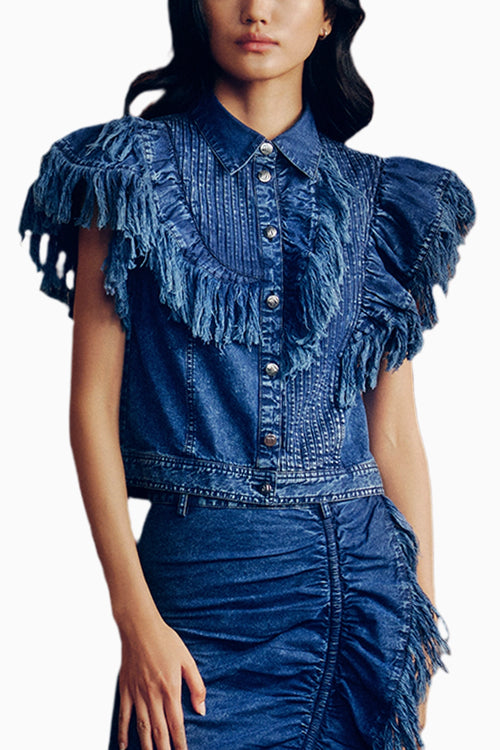 Frayed Denim Top